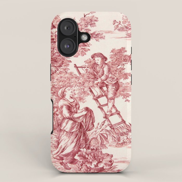 Red Toile de Jouy - 2 iPhone Case Gallery Image 1
