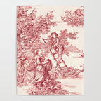 Red Toile de Jouy - 2 Poster Gallery Image 4