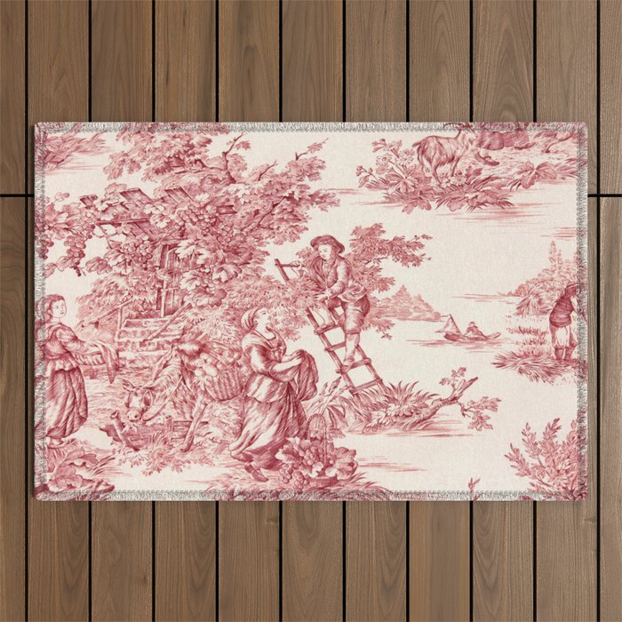 Red Toile de Jouy - 2 Outdoor Rug Gallery Image 1