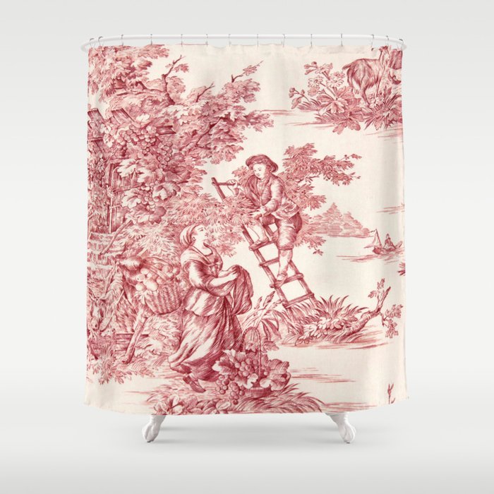 Red Toile de Jouy - 2 Shower Curtain Gallery Image 1