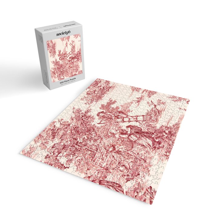 Red Toile de Jouy - 2 Jigsaw Puzzle Gallery Image 2