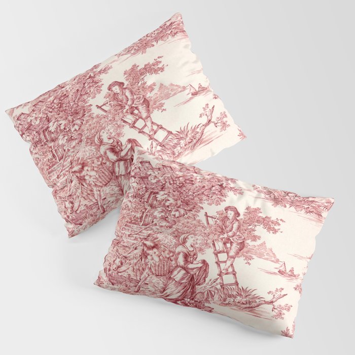 Red Toile de Jouy - 2 Pillow Sham Gallery Image 3