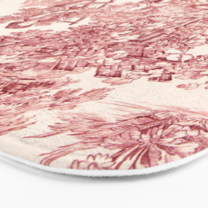 Red Toile de Jouy - 2 Bath Mat Gallery Image 3