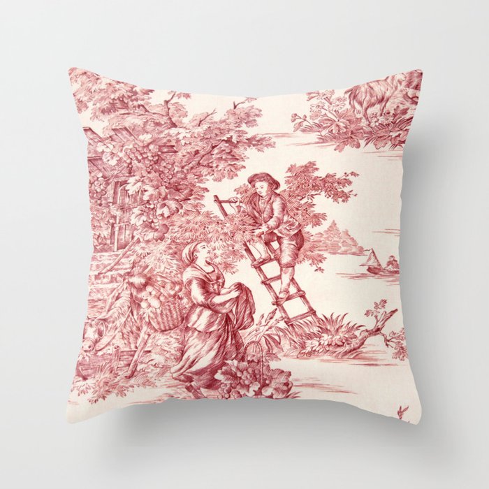 Red Toile de Jouy - 2 Throw Pillow Gallery Image 6