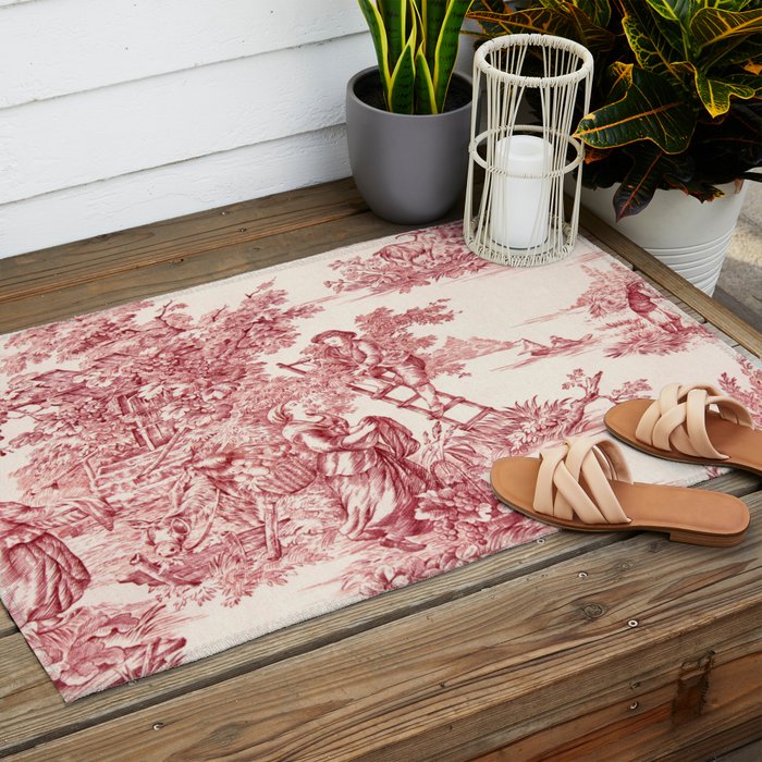 Red Toile de Jouy - 2 Outdoor Rug Gallery Image 2