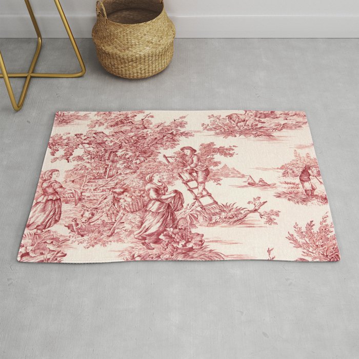 Red Toile de Jouy - 2 Rug Gallery Image 1