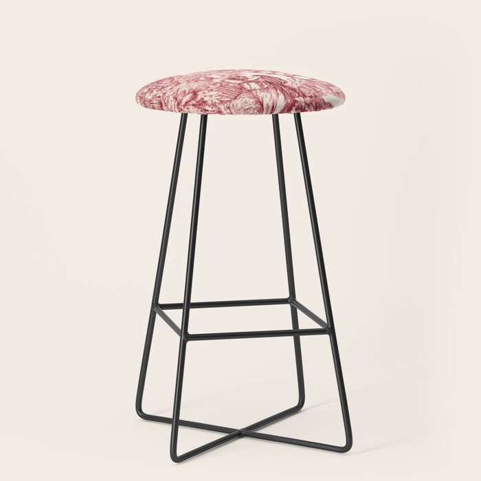 Red Toile de Jouy - 2 Stool Gallery Image 1
