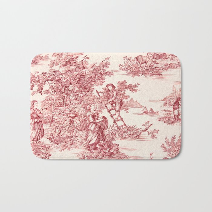 Red Toile de Jouy - 2 Bath Mat Gallery Image 1