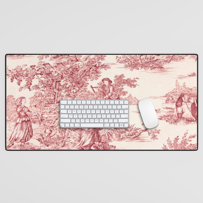 Red Toile de Jouy - 2 Desk Mat Gallery Image 1