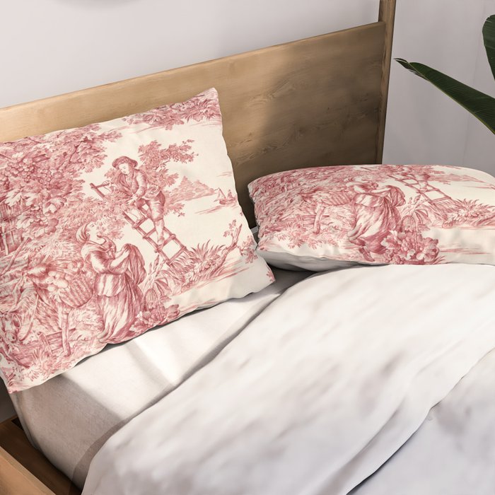 Red Toile de Jouy - 2 Pillow Sham Gallery Image 2