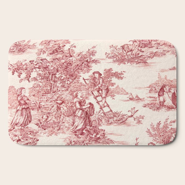 Red Toile de Jouy - 2 Bath Mat Gallery Image 2