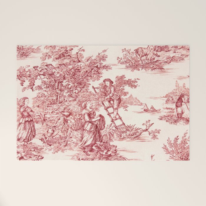 Red Toile de Jouy - 2 Welcome Mat Gallery Image 1