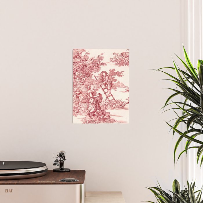 Red Toile de Jouy - 2 Poster Gallery Image 2