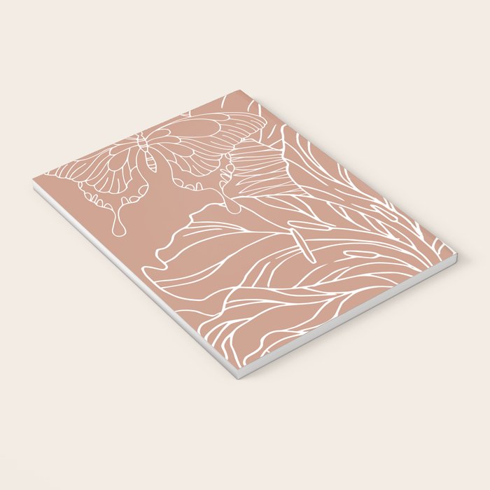 Floral, Butterfly Art, Line Drawing, Terracotta Notebook Gallery Image 3