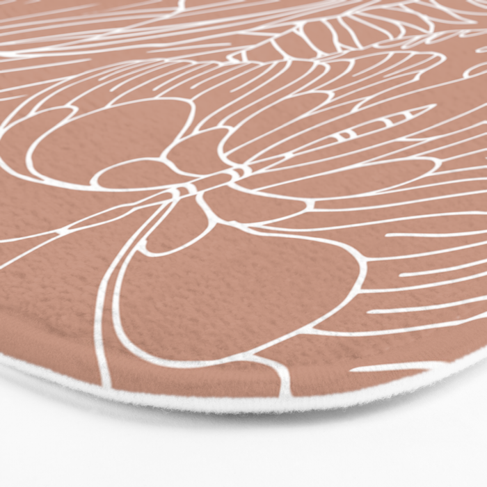 Floral, Butterfly Art, Line Drawing, Terracotta Bath Mat Gallery Image 3
