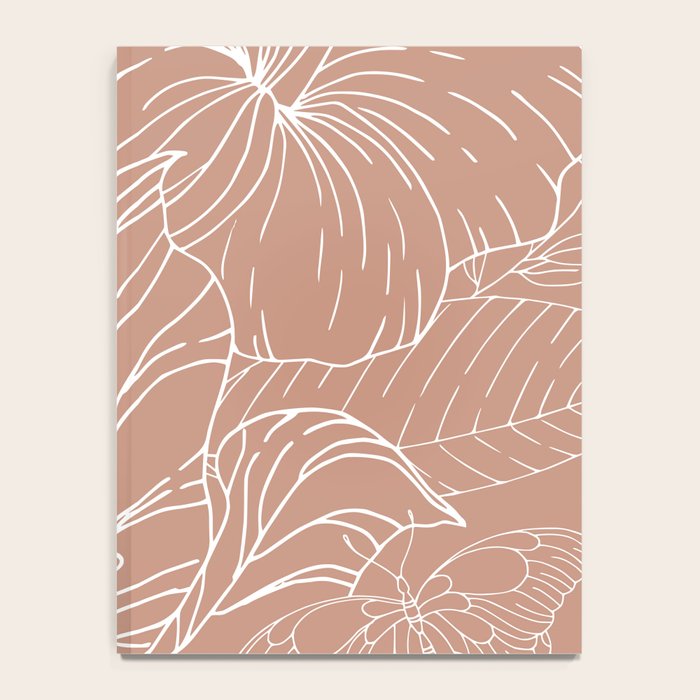 Floral, Butterfly Art, Line Drawing, Terracotta Notebook Gallery Image 4