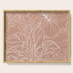 Floral, Butterfly Art, Line Drawing, Terracotta Serving Tray Gallery Image 1