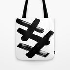 X Black & White Minimalist Abstract Mid century Ink Art Dark Brush Strokes Tote Bag Gallery Image 1