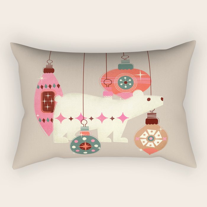 Festive Baubles With A Polar Bear Rectangular Pillow Gallery Image 1