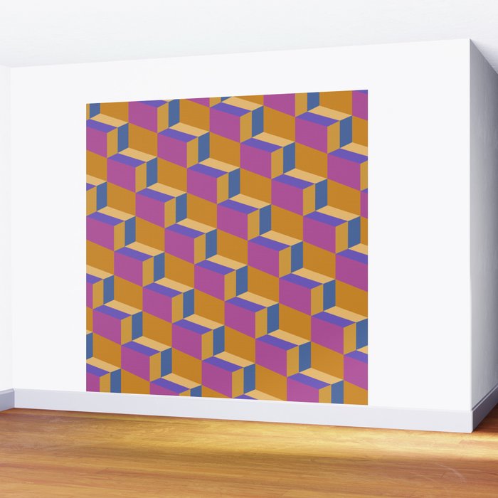Cuboid Geometric Abstract Shapes Pattern XXV Wall Mural Gallery Image 2