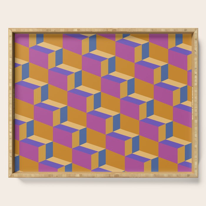 Cuboid Geometric Abstract Shapes Pattern XXV Serving Tray Gallery Image 1