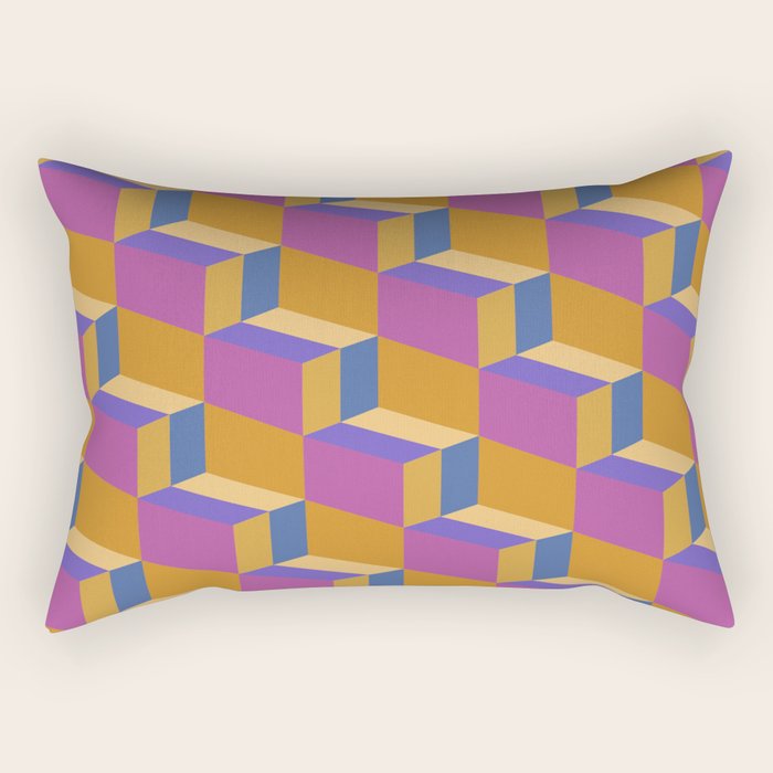 Cuboid Geometric Abstract Shapes Pattern XXV Rectangular Pillow Gallery Image 1