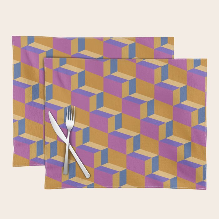 Cuboid Geometric Abstract Shapes Pattern XXV Placemat Gallery Image 1