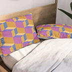 Cuboid Geometric Abstract Shapes Pattern XXV Pillow Sham Gallery Image 2