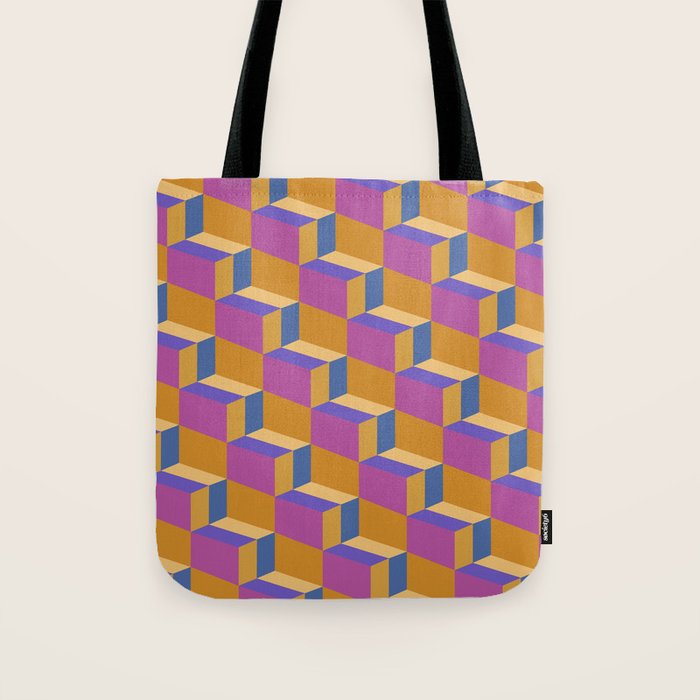 Cuboid Geometric Abstract Shapes Pattern XXV Tote Bag Gallery Image 1