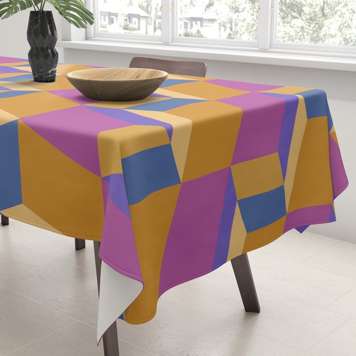 Cuboid Geometric Abstract Shapes Pattern XXV Tablecloth Gallery Image 3