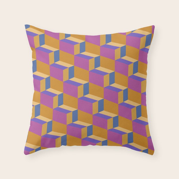 Cuboid Geometric Abstract Shapes Pattern XXV Throw Pillow Gallery Image 6