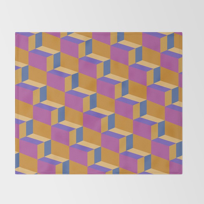 Cuboid Geometric Abstract Shapes Pattern XXV Throw Blanket Gallery Image 2