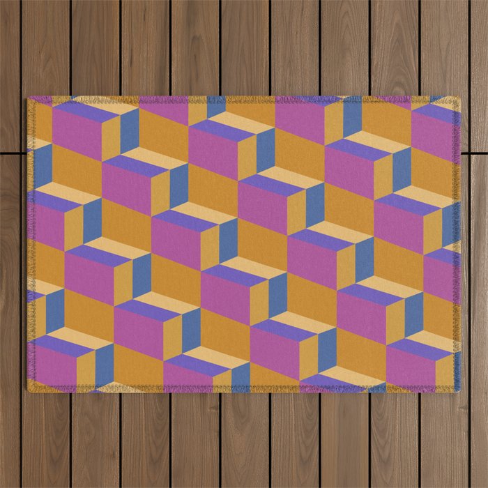 Cuboid Geometric Abstract Shapes Pattern XXV Outdoor Rug Gallery Image 1