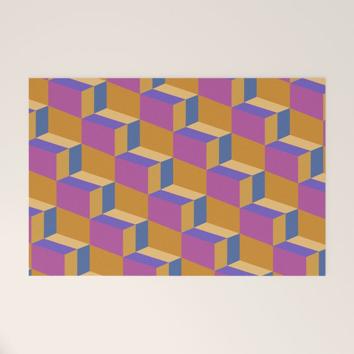 Cuboid Geometric Abstract Shapes Pattern XXV Welcome Mat Gallery Image 1