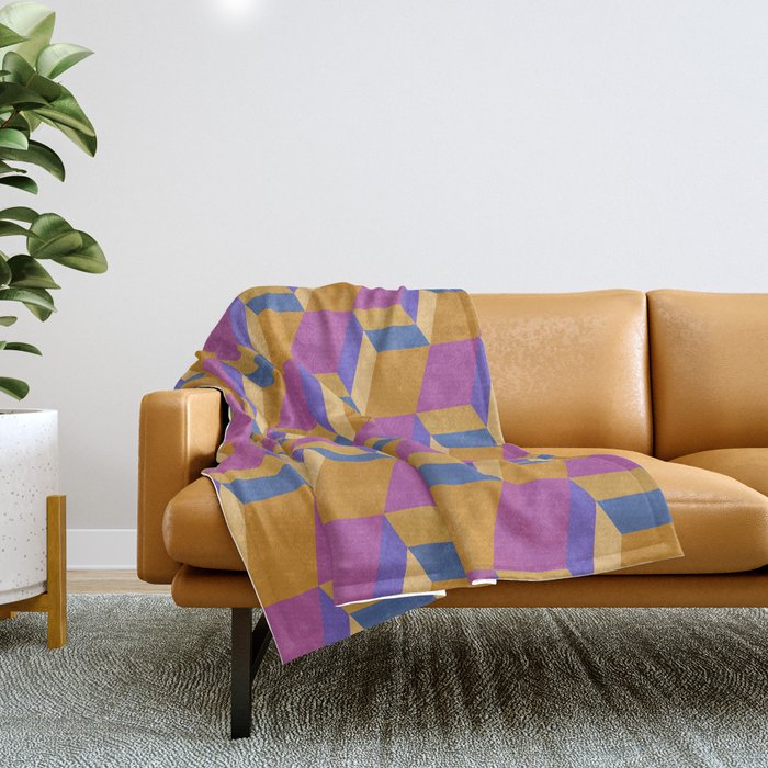 Cuboid Geometric Abstract Shapes Pattern XXV Throw Blanket Gallery Image 1