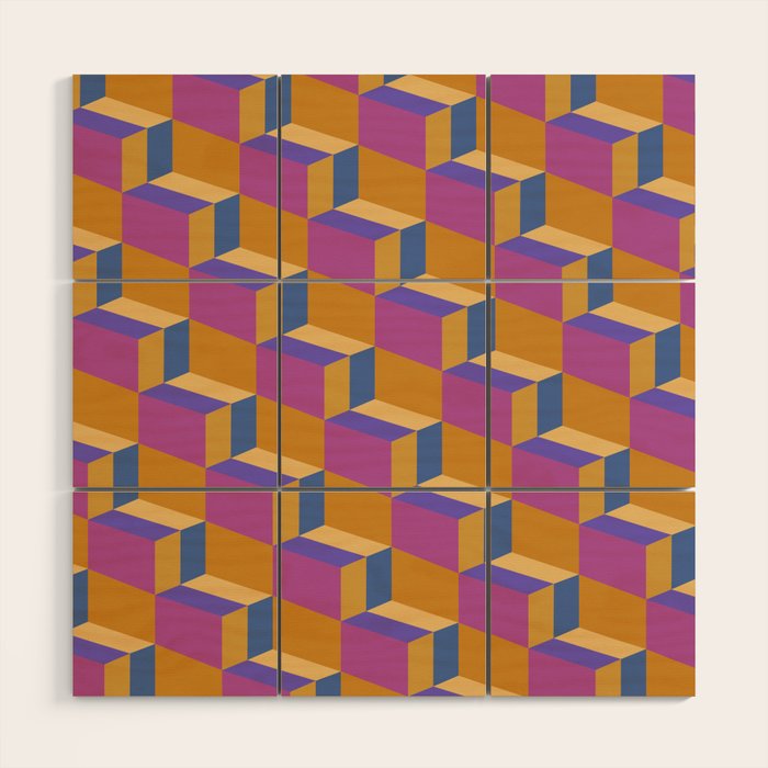 Cuboid Geometric Abstract Shapes Pattern XXV Wood Wall Art Gallery Image 1