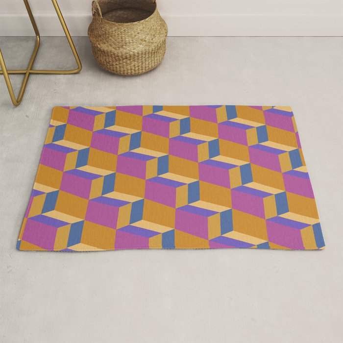 Cuboid Geometric Abstract Shapes Pattern XXV Rug Gallery Image 1