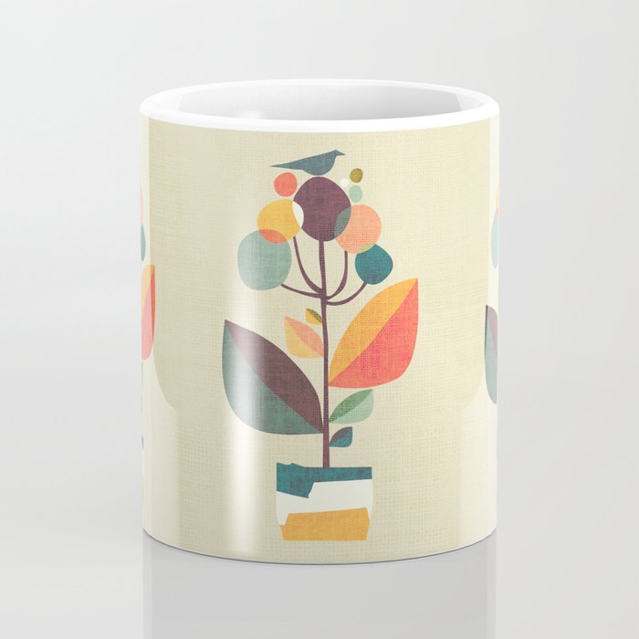 Potted plant with a bird Coffee Mug Gallery Image 4