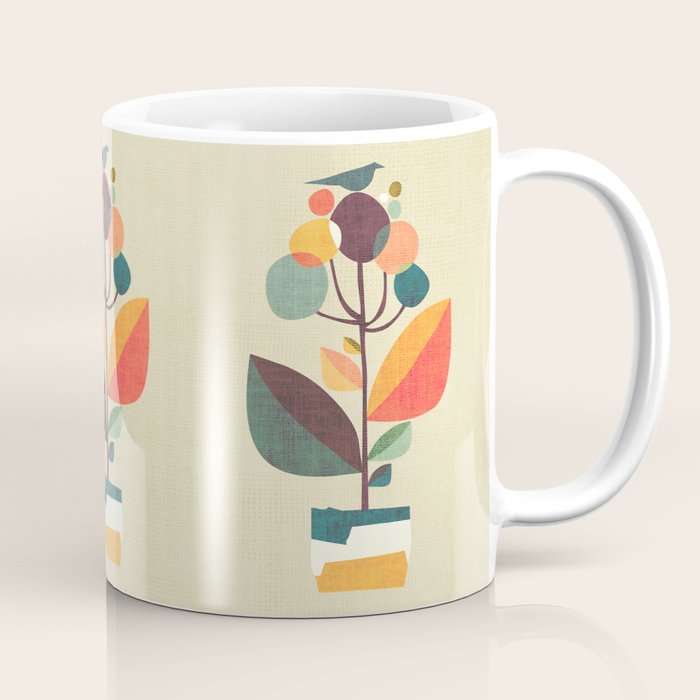 Potted plant with a bird Coffee Mug Gallery Image 1