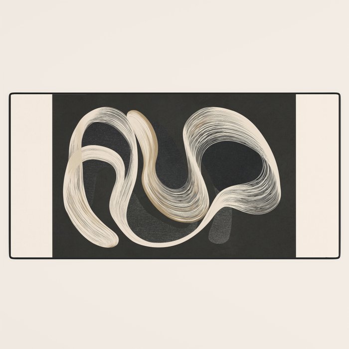 Monochrome Flow - Abstract Line Movement Desk Mat Gallery Image 3