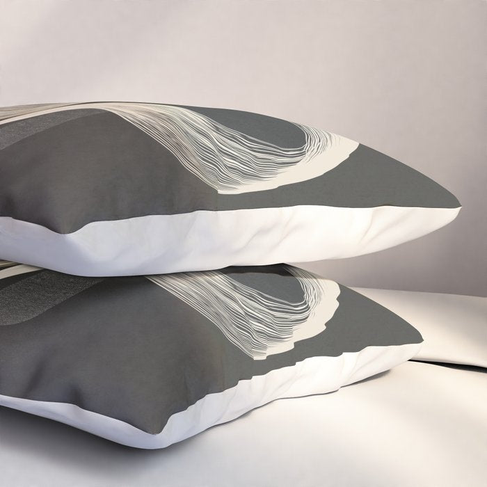Monochrome Flow - Abstract Line Movement Pillow Sham Gallery Image 3