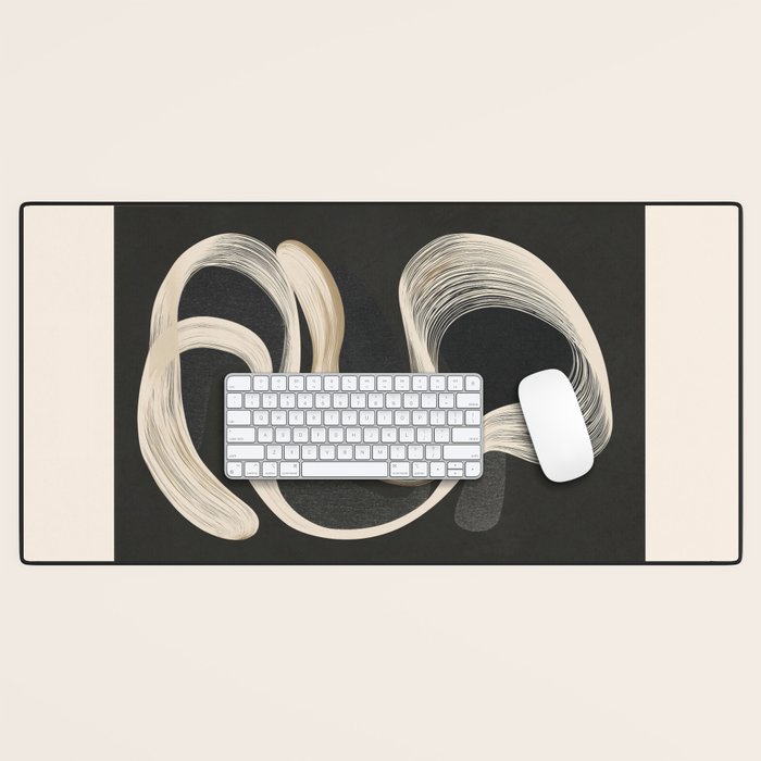 Monochrome Flow - Abstract Line Movement Desk Mat Gallery Image 1