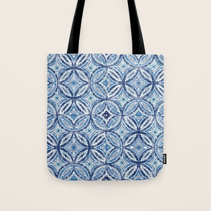 Moroccan Vibes Indigo C Tote Bag Gallery Image 1