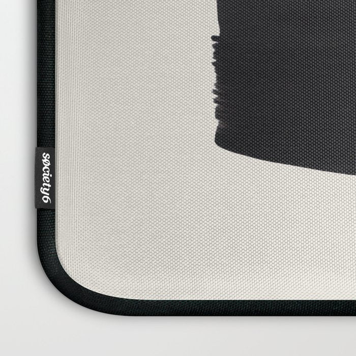 Mid Century Modern Minimalist Abstract Art Brush Strokes Black & White Ink Art Square Shapes Laptop Sleeve Gallery Image 3