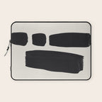 Mid Century Modern Minimalist Abstract Art Brush Strokes Black & White Ink Art Square Shapes Laptop Sleeve Gallery Image 1