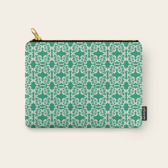 Mint Green Leaf Motif Carry All Pouch Gallery Image 1