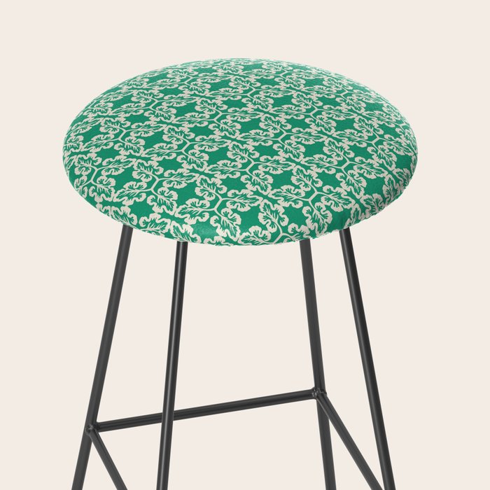Mint Green Leaf Motif Stool Gallery Image 2
