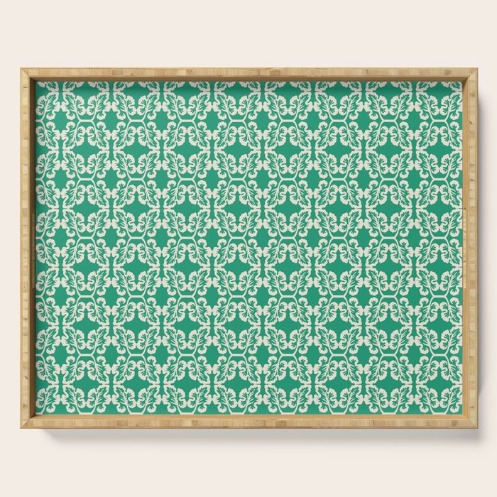 Mint Green Leaf Motif Serving Tray Gallery Image 1