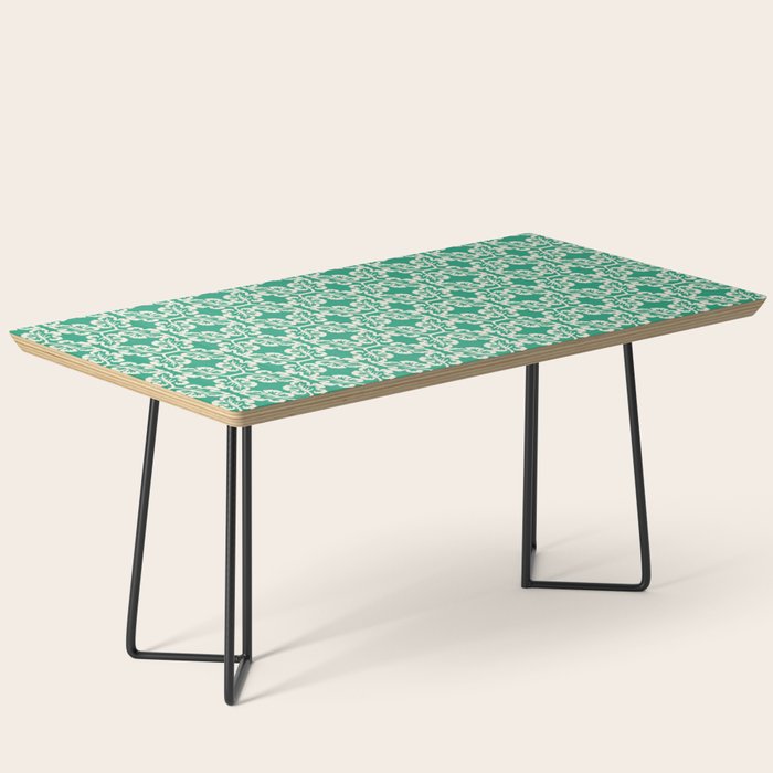 Mint Green Leaf Motif Coffee Table Gallery Image 1
