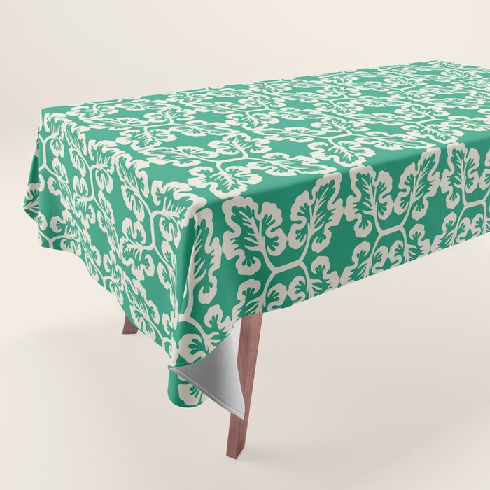 Mint Green Leaf Motif Tablecloth Gallery Image 1
